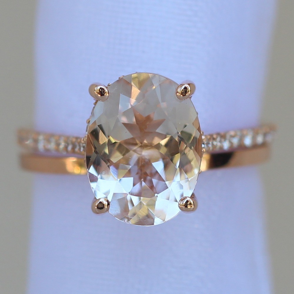 Solitaire Sapphire Wedding Set Plain Band Rose Gold LS6268 LS6270
