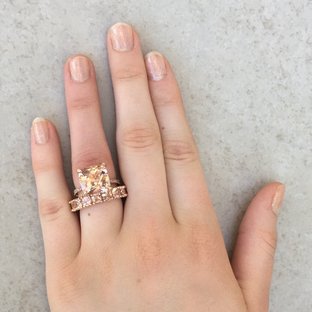 Square Cushion Bridal Set 14k Rose Gold Hand Pics LS5433 LS5945