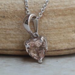 Solitaire Morganite Pendant 6mm Heart Shaped in 14k White Gold LS5692