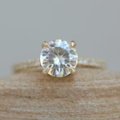 8mm Round Moissanite Ring Forever One DEF in 14k Yellow Gold LS5834