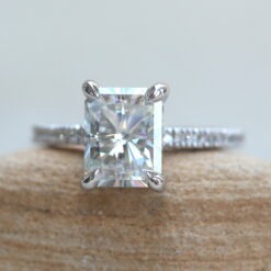 9x7mm Radiant Moissanite Ring Forever One DEF 14k White Gold LS5489