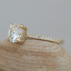 Moissanite Engagement Ring Round Forever One 18k Yellow Gold LS5834