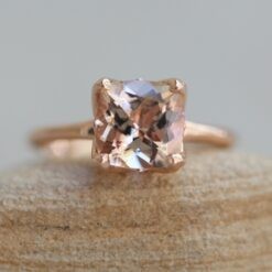 8mm Square Cushion Morganite Engagement Ring 14k Rose Gold LS5868