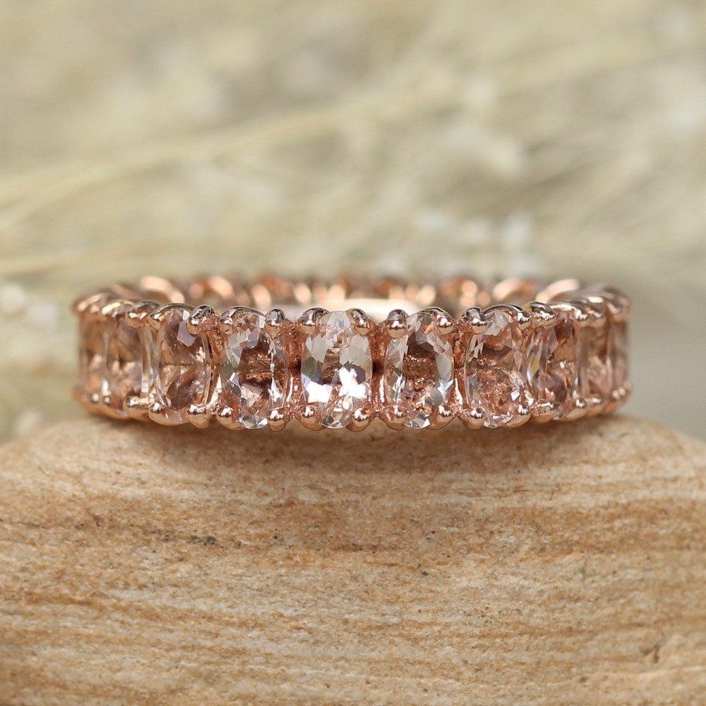 Oval Eternity Band with 5x3mm Peachy Pink Gems