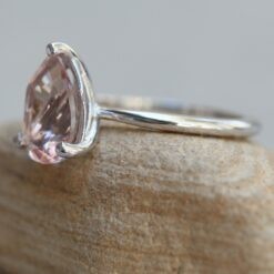 Pink Morganite Solitaire Engagement Ring 10x8mm 18k White Gold LS6422