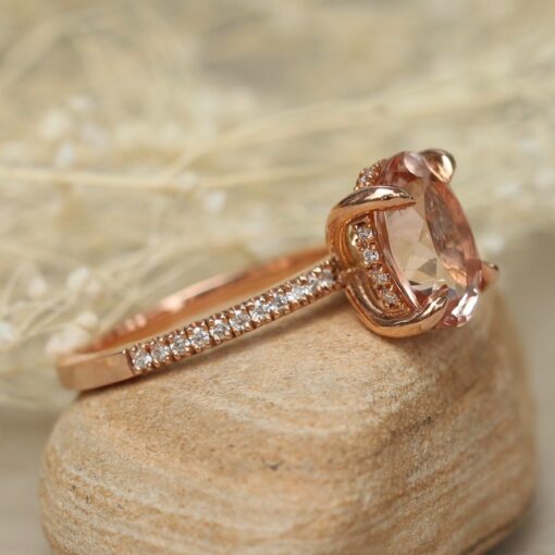 Morganite Engagement Ring 11x9mm Oval Cut in 18k Rose Gold LS4875