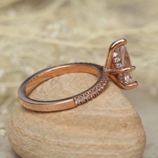 Morganite Engagement Ring Marquise Cut 10x5mm 14k Rose Gold LS5050