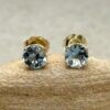 Round Aquamarine Studs 5mm with Petal Prongs in 14k Yellow Gold LS6312