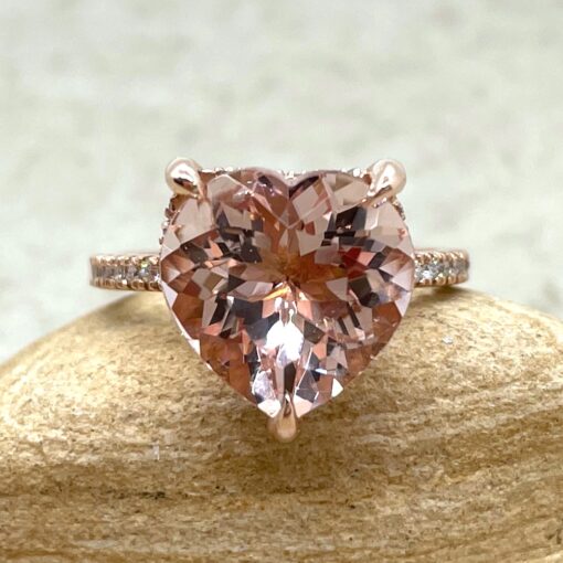Heart Morganite Engagement Ring with Diamonds 14k Rose Gold LS5729