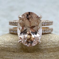 14x10mm Oval Morganite Ring with Double Shank 14k Rose Gold LS6189