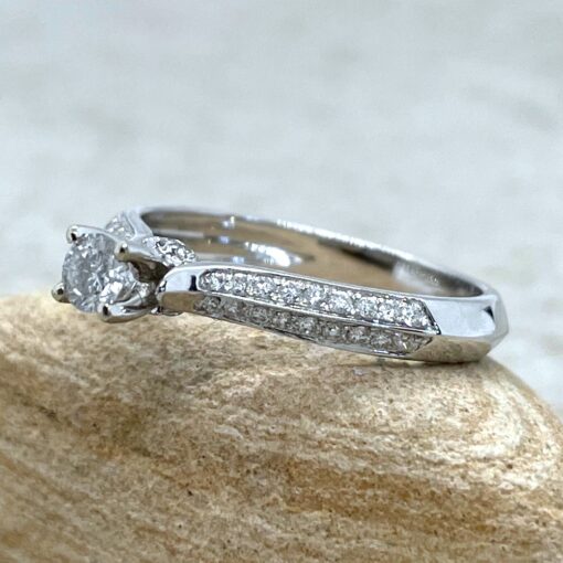 Knife Edge Diamond Engagement Ring Solitaire in 14k White Gold LS847