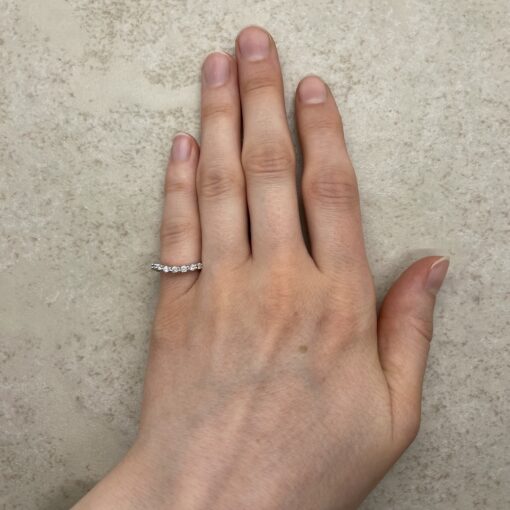 Contoured Diamond Wedding Band Round Cut Hand Shot in Platinum LS6325