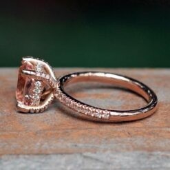 Cushion Cut Morganite Ring with Diamond Prongs 14k Rose Gold LS5044
