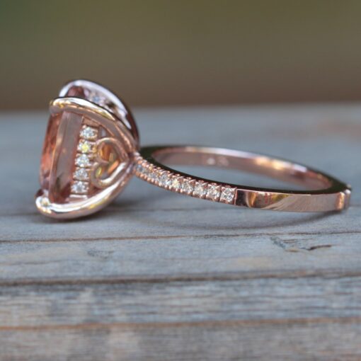 Cushion Morganite and Diamond Engagement Ring 14k Rose Gold LS5314