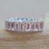 Emerald Pink Morganite Band with Petal Prongs 14k White Gold LS6169