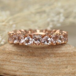 Heart Morganite Wedding Band with Petal Prongs in 14k Rose Gold LS5937