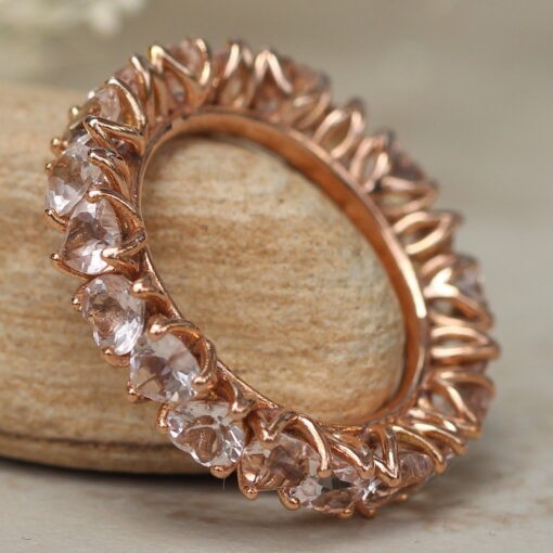 Heart Shaped Morganite Band with Petal Prongs in 14k Rose Gold LS5937