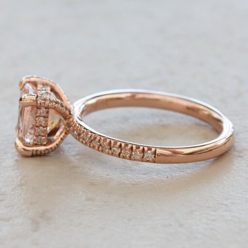 Morganite Engagement Ring with Diamond Prongs 14k Rose Gold LS6594
