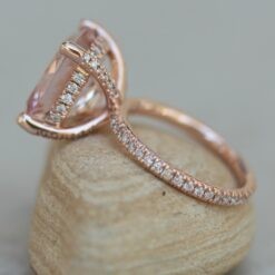 Pink Morganite and Diamond Engagement Ring in 18k Rose Gold LS6252