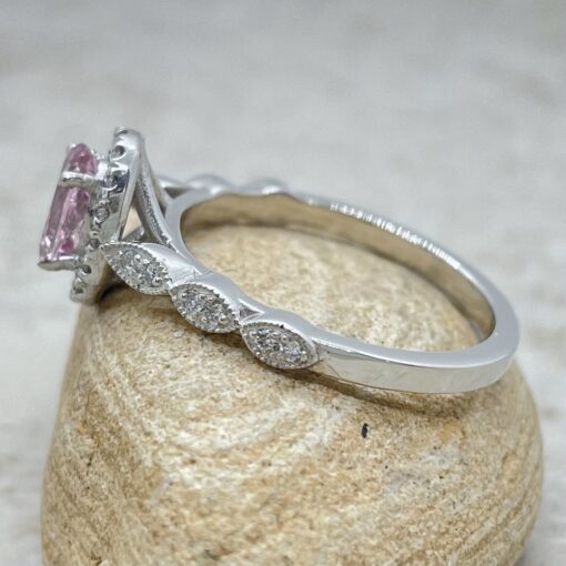 Pink Morganite and Diamond Engagement Ring Oval Cut in Platinum LS6610