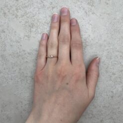Cute Morganite Ring with Diamonds Hand Shot in 14k Rose Gold LS6188