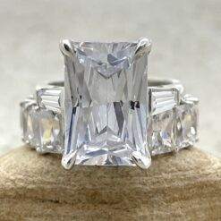Radiant CZ Engagement Ring with Matching Band Sterling Silver LS6167