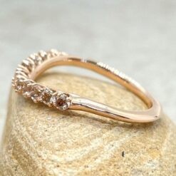 Round Morganite Wedding Band Contoured Ring in 14k Rose Gold LS6322
