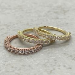 Half Eternity Morganite Wedding Band Round Cut in Solid Gold LS6224