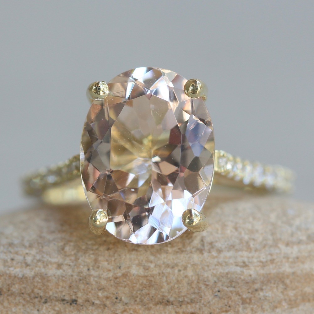 Full Eternity Morganite Engagement Ring Oval Cut with Diamonds LS6362 ...