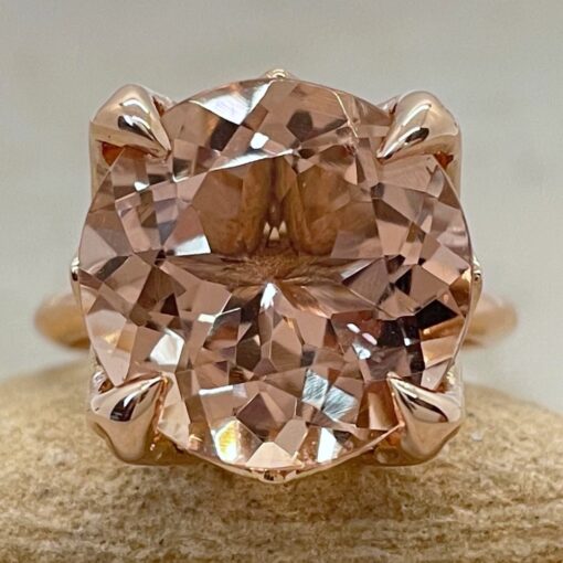 Round Morganite Engagement Ring Solitaire 14mm 14k Rose Gold LS6596