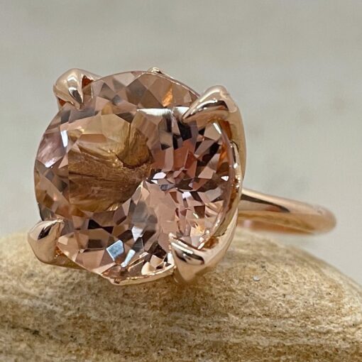 Solitaire Morganite Engagement Ring Round Cut 18k Rose Gold LS6596