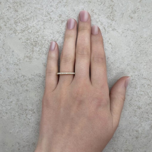 Handmade Half Eternity Wedding Band Hand Shot 18k Yellow Gold LS2073