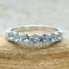 Round Aquamarine Scalloped Band for March in 14k White Gold LS5363