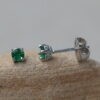 3mm Round Emerald Earrings May Birthstone Studs 14k White Gold LS6378