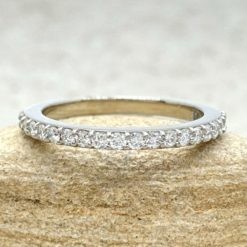 Half Eternity Diamond Wedding Band Round Cut in 14k White Gold LS6697
