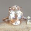 Oval Morganite Engagement Ring with Moissanites 14k Rose Gold LS6204