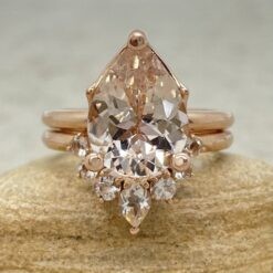 Pear Morganite Bridal Set with Contoured Band in 18k Rose Gold LS6622