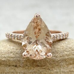Pear Morganite Engagement Ring with Diamonds in 14k Rose Gold LS6700