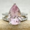 Pink Pear Morganite Bridal Set with Diamonds in 14k White Gold LS6659