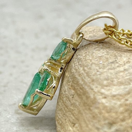 Emerald Birthstone Mother's Pendant Marquise 14k Yellow Gold LS6722