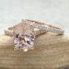 Oval Morganite Bridal Set with White Diamonds 14k Rose Gold LS6085