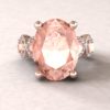 Oval Morganite Engagement Ring with Halo Shank 14k Rose Gold LS5902