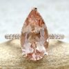 Pear Morganite Engagement Ring Peachy Pink in 14k Rose Gold LS6739