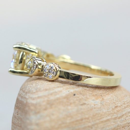 Moissanite Engagement Ring Space Themed in 14k Yellow Gold LS5893
