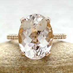 Oval Morganite Engagement Ring with Diamonds in 14k Rose Gold LS6268