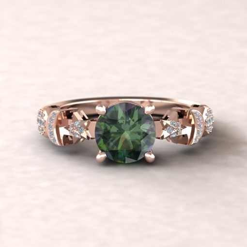 Round Mystic Topaz Ring Sun Moon and Stars in 14k Rose Gold LS5897