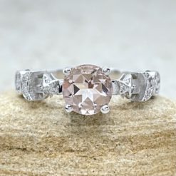 Morganite Sun Moon and Star Engagement Ring in 18k White Gold LS6639