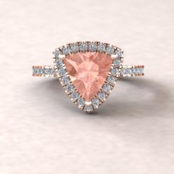 Trillion Morganite Engagement Ring Single Halo 14k Rose Gold LS5889