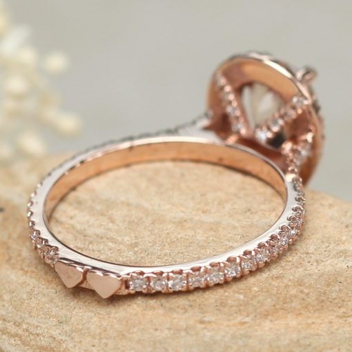 Full Eternity Morganite Ring with Heart Symbols 14k Rose Gold LS6140