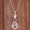 Pear Cut Morganite Pendant with Diamond Halo in 14k Rose Gold LS5139